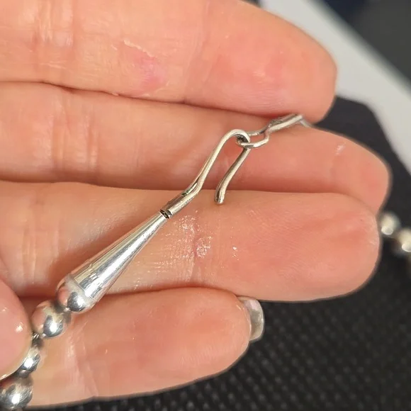 Vintage Sterling Silver Graduated Bead Necklace - Picture 3 of 8